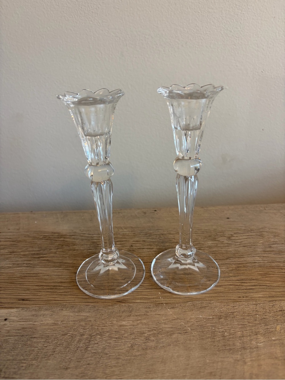 6.5" Candlestick Pair 24% Full Lead Crystal holds standard tapers Set Of 2